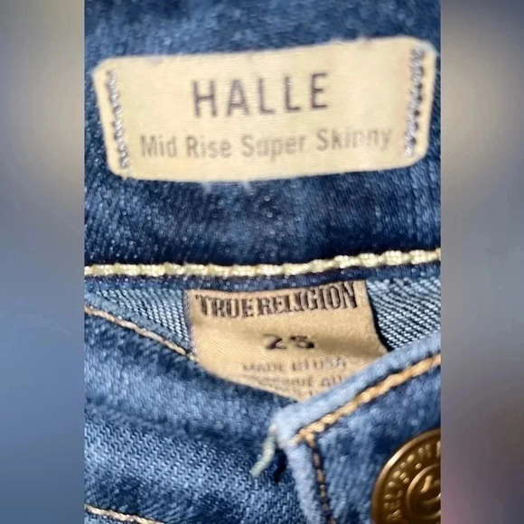 True Religion “Halle” mid rise super skinny medium wash denim  jean 25 - Picture 4 of 4